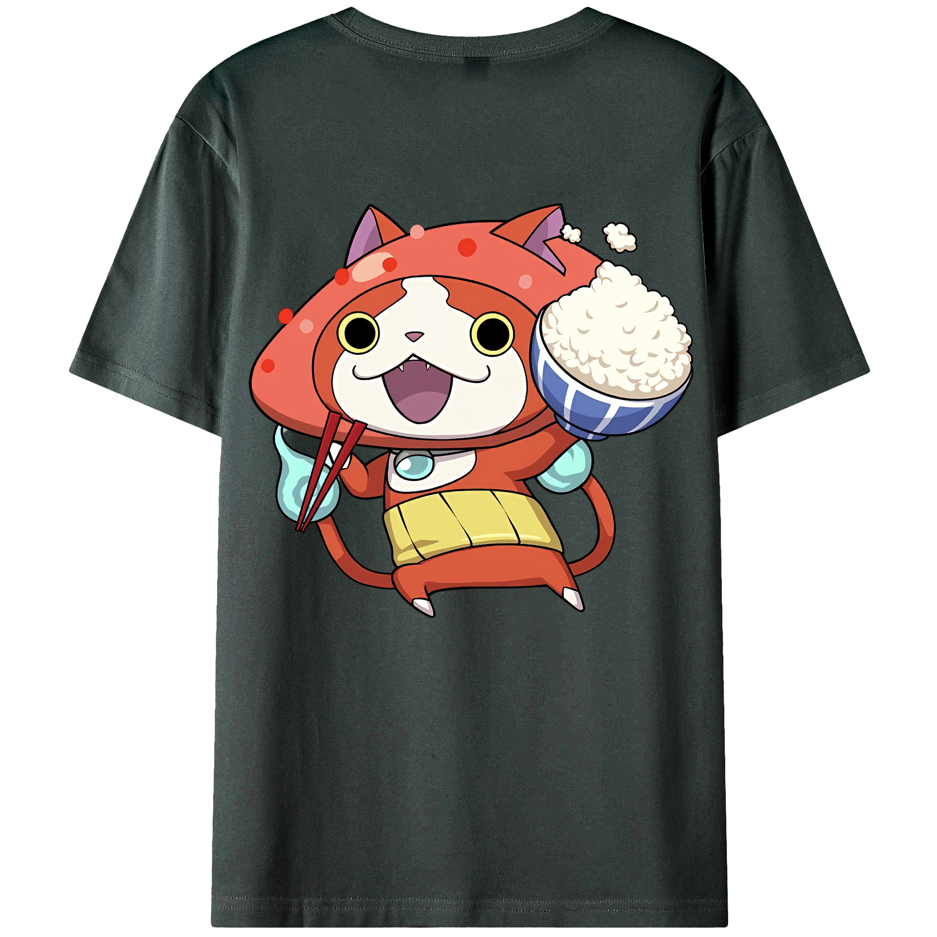 （画像用） 妖怪ウォッチ Yo-kai Watch 綿100％ メンズ半袖Tシャツ（バックプリント） 通気性